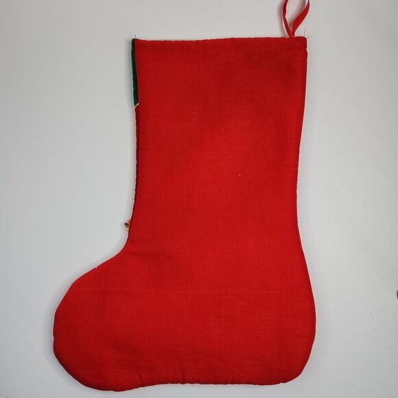 Vintage Sleigh Nutcracker Applique Christmas Stocking Sequined Velour Felt 3D - Picture 2 of 5